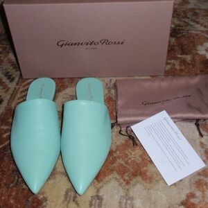 Gianvito Rossi Aruba Nappa Leather Flat Slides Size 37.5 New